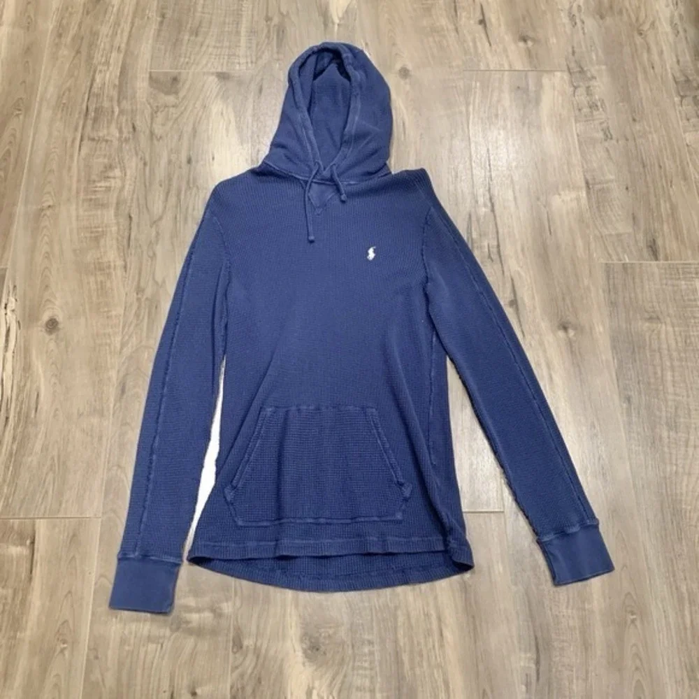Polo Ralph Lauren Men's Navy Thermal Waffle Knit Hoodie Pullover Size‎ M